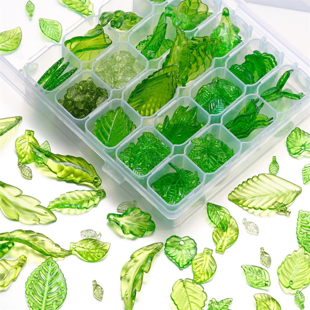 St.kunkka 100pcs Pingente Acrílico de Folha Transparente Pode ser usado para a correspondência criativa de contas de maçã de bricolage
