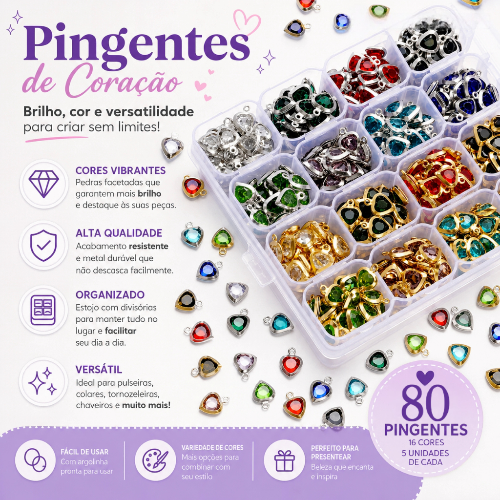 St.kunkka Estilo Cristal de Coração Pendurado de Aço Inoxidável para Colar de Cristal Feito à Mão Acessórios de Pulseira