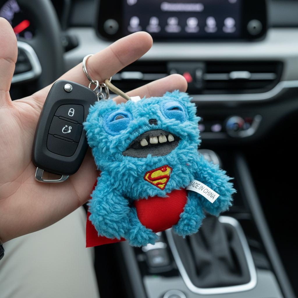 12cm Ugggler Car Pendant Keychain Uggler Big Tees Plush Toy Cute Monster Doll Auto Keychain Men YcgX