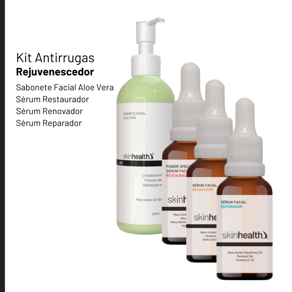 Kit Antienvelhecimento Skinhealth - Sabonete Aloe Vera - Restaurador, Reparador, Renovador