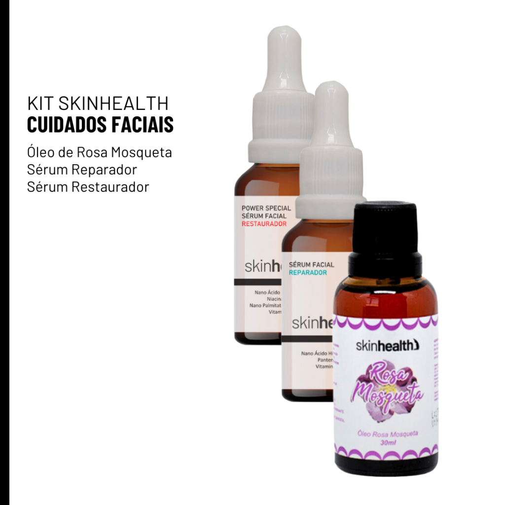 Kit Sérum Restaurador (Retinol) 30ml + Sérum Reparador (Ácido Hialurônico) 30ml + Óleo De Rosa Mosqueta