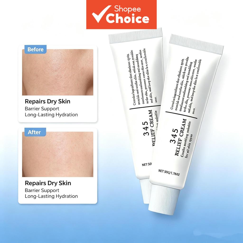 Creme Reparador 345, Creme Restaurador da Barreira Cutânea, Loção Facial Calmante para Irritação, Creme Facial