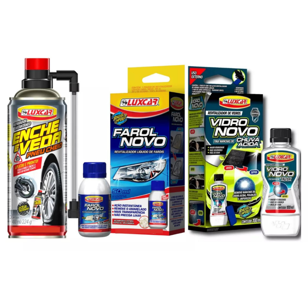 Kit Revitalizador Reparador Limpador Restaurador Novo Farol Opaco Fosco Vidro Pneu Tapa Furo
