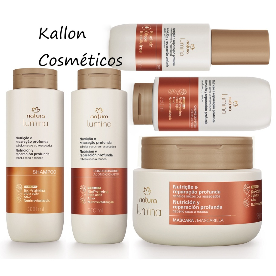 Lumina Cabelos Secos Nutrição e Reparação, Shampoo, Condicionador, Creme de Pentear, Mascara Restauradora,Óleo Reparador
