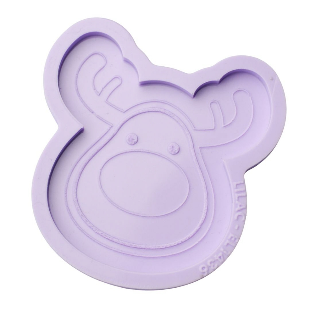 Molde de Silicone para Resina Enfeite de Rosto de Rena Baby para Árvore de Natal - Charme Natalino - 1 cavidade (7 cm)