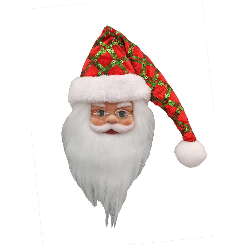 Papai Noel Rosto Pequeno Vermelho/Verde Decoração Natal 20cm