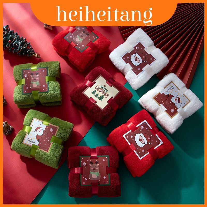Pacote De Presente De Toalha De Rosto De Natal Com Padrão Florestal Material Coral De Pelúcia Para Uso Doméstico