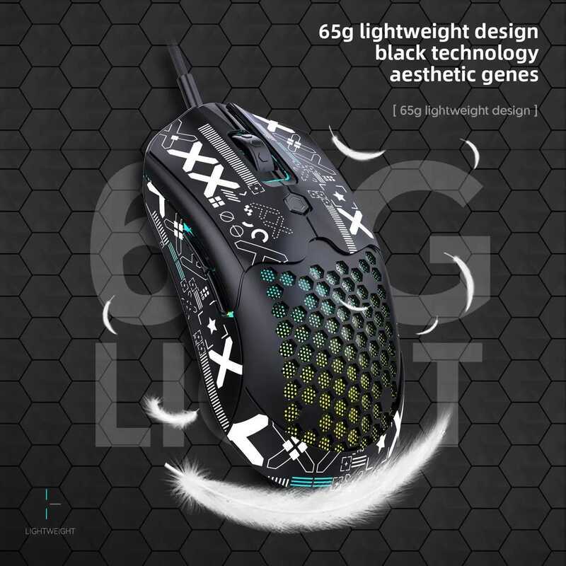 Mouse Com Fio RGB Luminoso 12000DPI Computador USB Ergonômico Escritório Esports Ratos Jogos Macro Programação Para Port