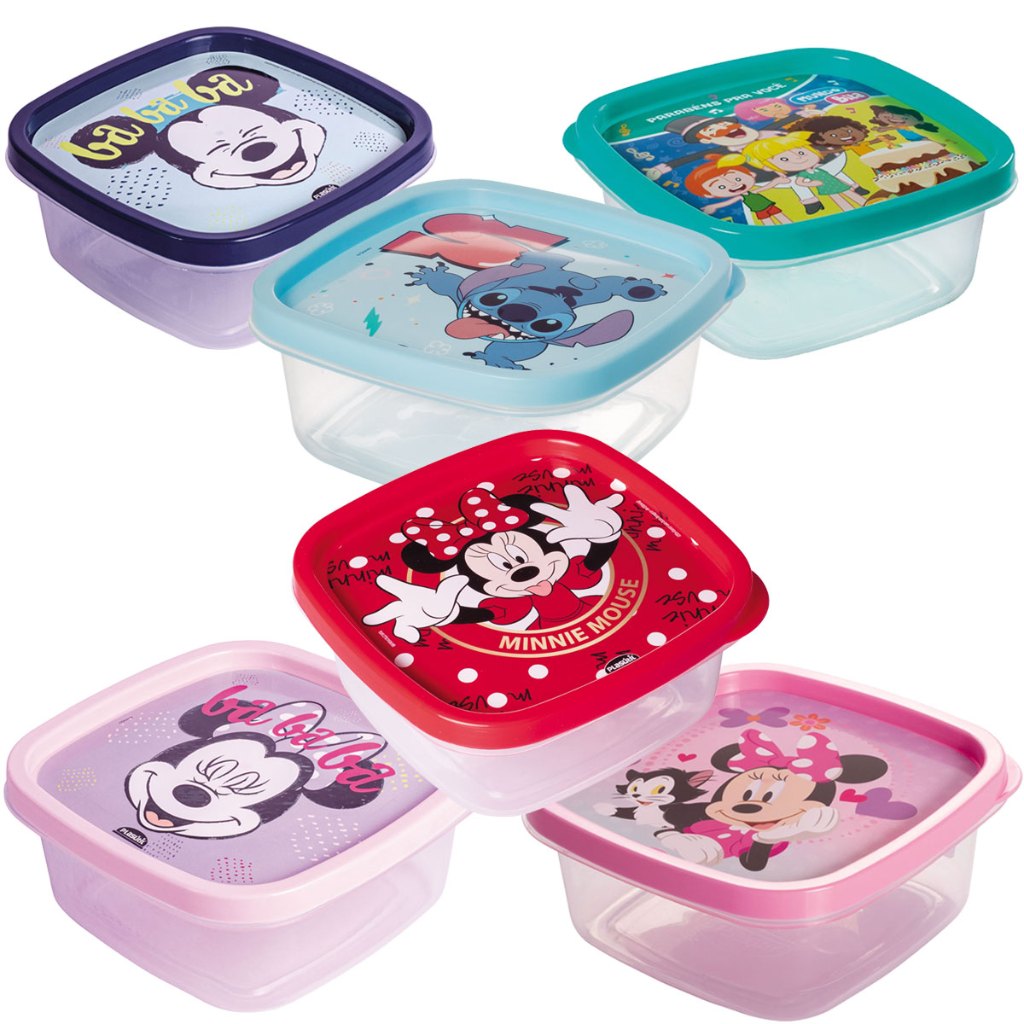 Pote Lancheira Lanche Quadrado Infaltil 580ml  Viagens  Passeios  Disney Mickey Minnie