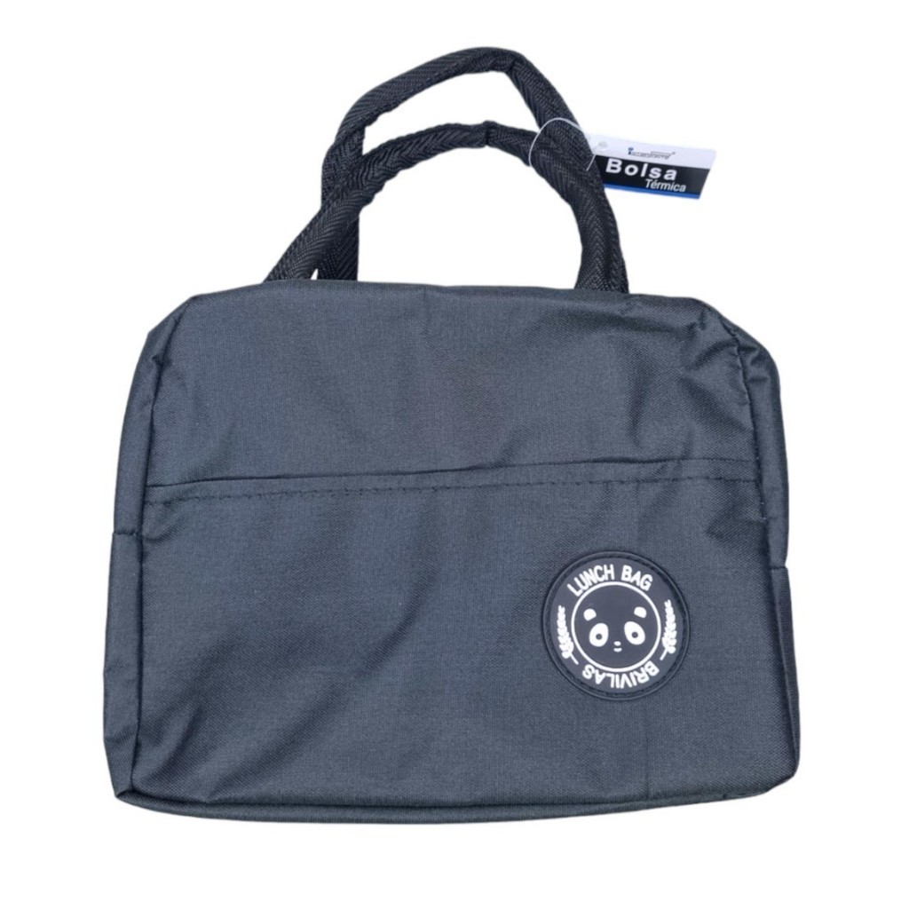 Bolsa Térmica Lancheira 22,5×12×19cm – Conserva Alimentos e Bebidas | Preta | Para Levar Lanches, marmitas, e Bebidas