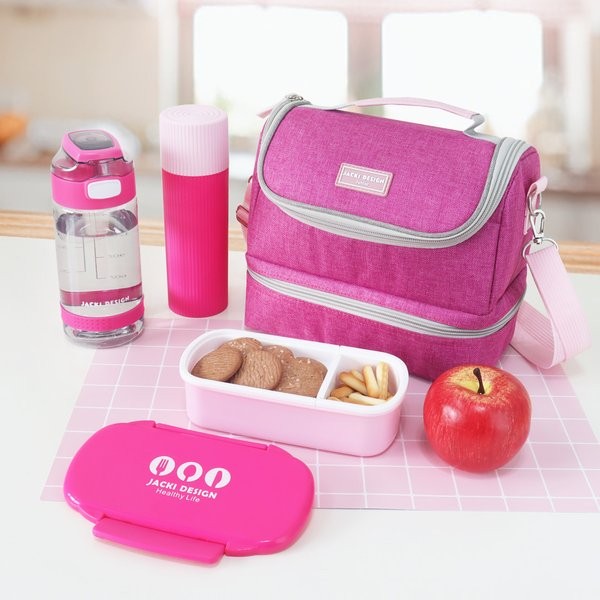 Conjunto Lancheira térmica, Pote p/ lanche com garrafa e Porta Acessórios Multi-uso - Jacki Design