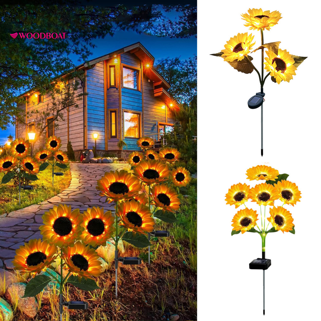 Solar Garden Light Sunflower Lamp Powered Waterproof Outdoor Decorative Led with Auto On/off for Patio Backyard Yard for