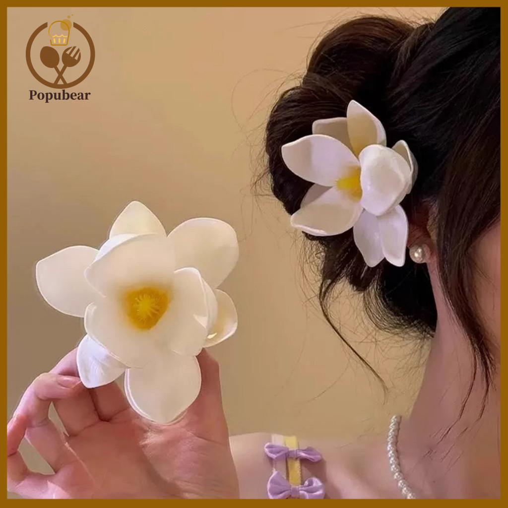 Women Hairpin Hair Claw Clip Anti-slip Shark with 3d Flower Design Strong Grip Accessories for Use Parties and Dates –