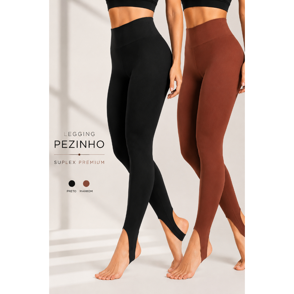 Legging Pezinho Suplex Premium Compressão Cintura Alta Modeladora Zero Transparência Leg Skinny Tecido Grosso