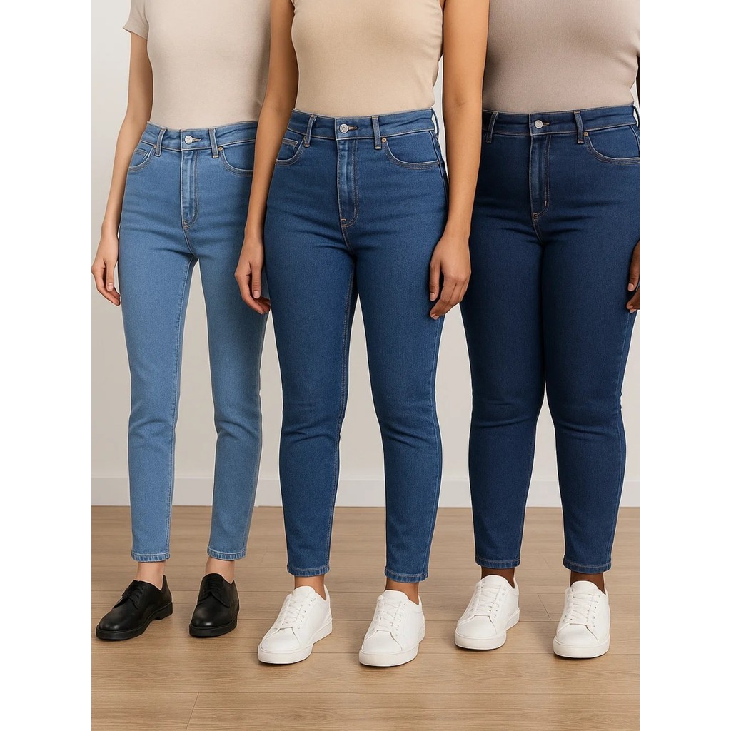 Calça Jeans Feminina com Lycra Cintura Alta Modeladora Skinny Jeans Premium Confortável Levanta Bumbum