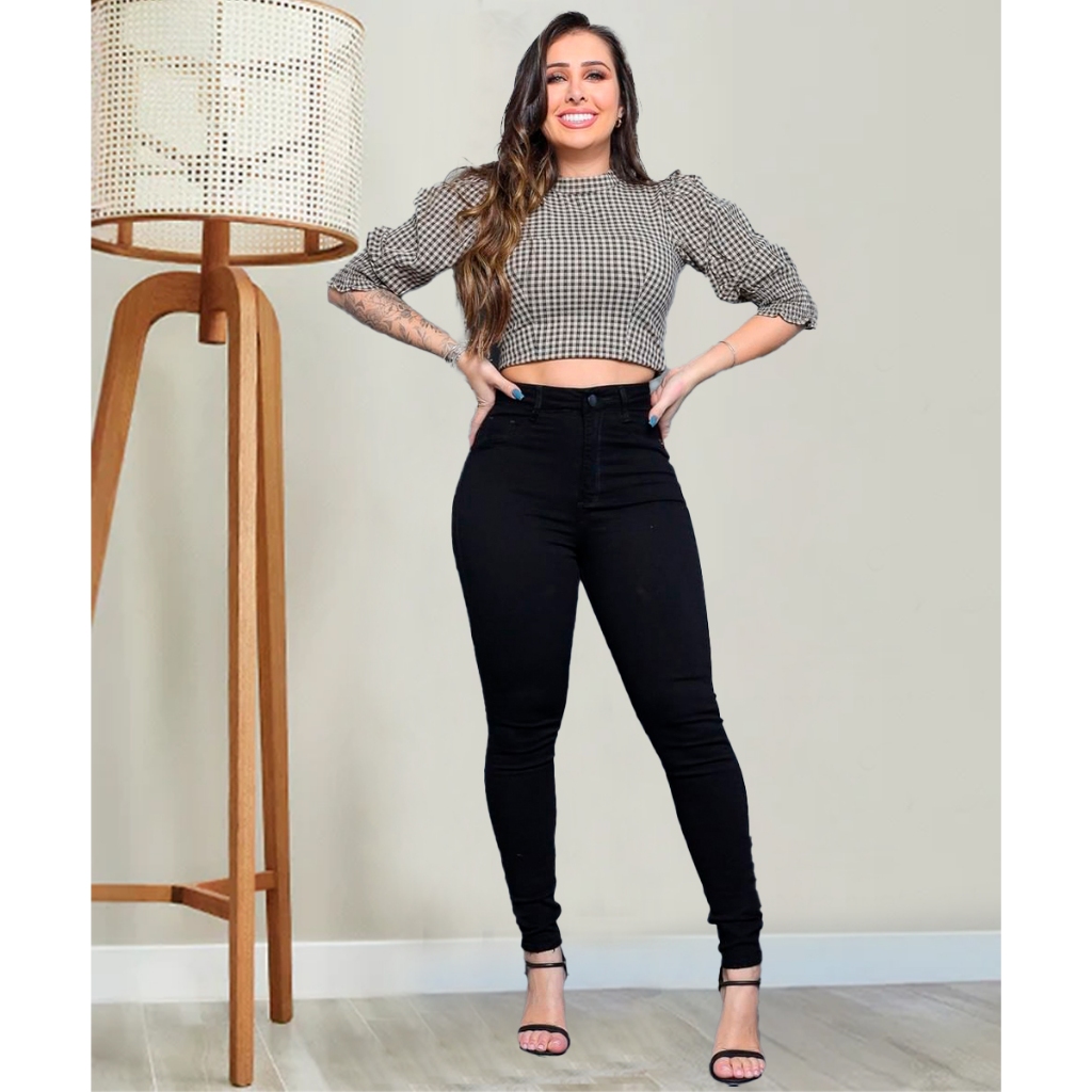 Calça Jeans Feminina Sawary Cintura Alta Skinny Justa com Tecido Premium e Acabamento Impecável