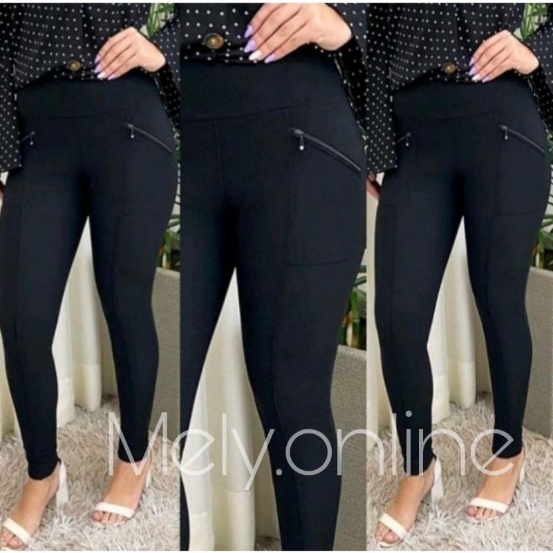 Calça Montaria Gorgurinho Feminina Cintura Alta Bolso Zíper Tecido Grosso Premium Skinny