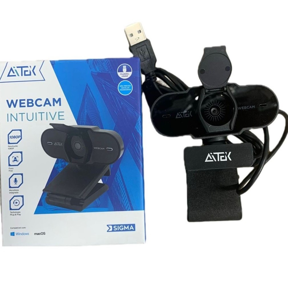Webcam Câmera Vídeoconferência C/ Microfone Full HD Intuitive