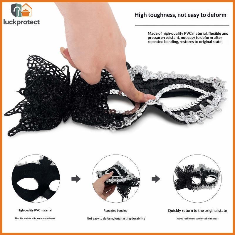 LPHG Elegante Borboleta Lantejoulas Meia Face Máscara De Macia Respirável Para Halloween Cosplay Mardi Gras Ball .