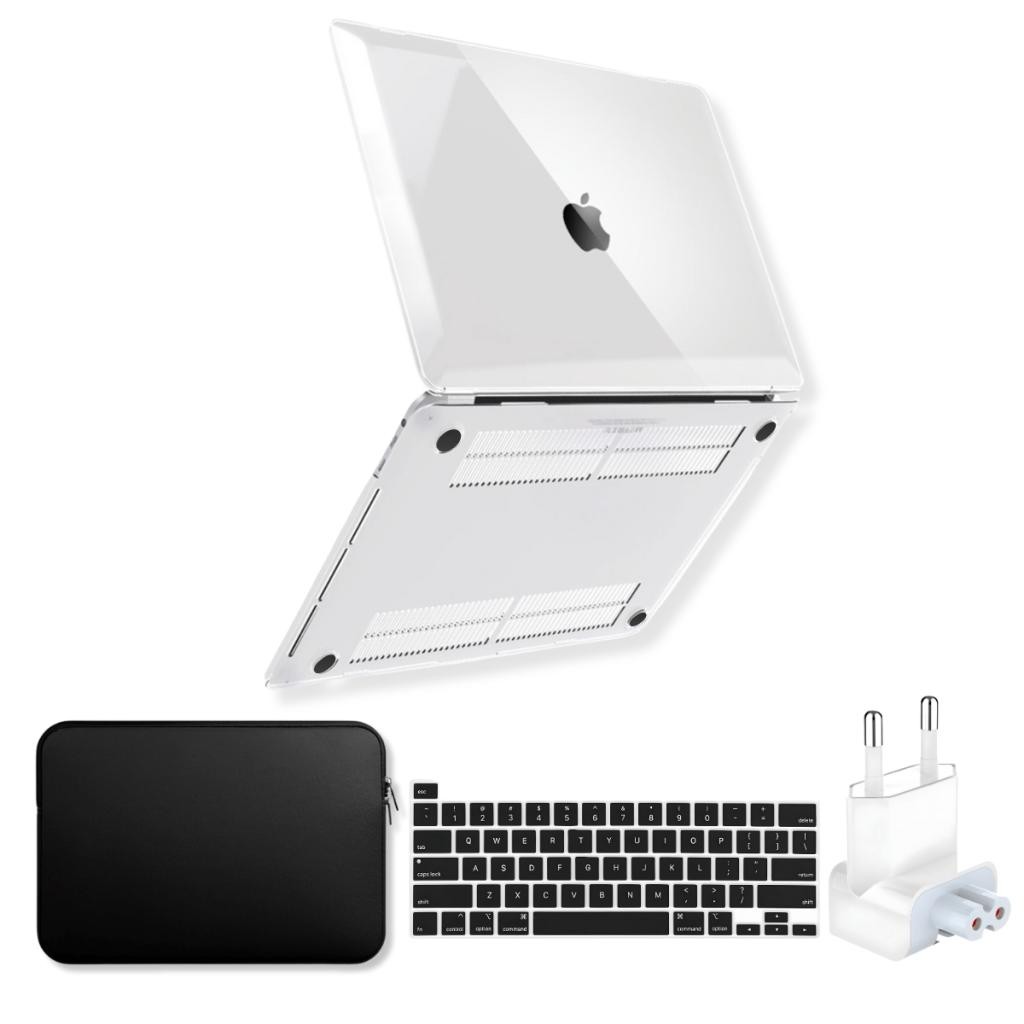 Capa Para MacBook Pro 13 Pol Touch Bar M1 M2 A2338 +Bag +Protetor Teclado +Plug-Transparente Cristal