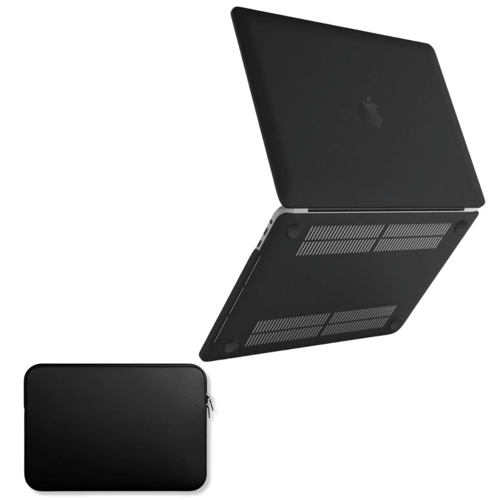 Kit Capa Hard Case +Neoprene Para MacBook Pro 13 Touch Bar M1 M2 Ano 2016/ 2023 Preto Fosco