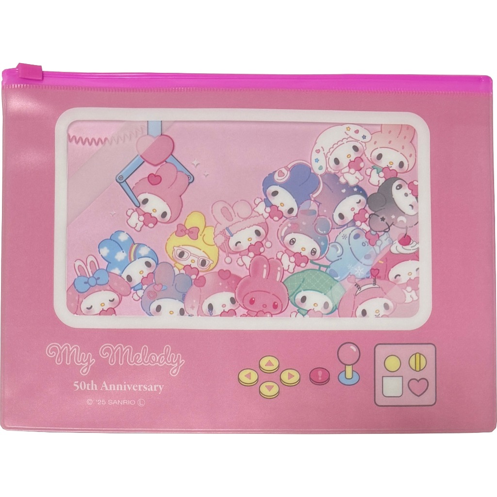 【Direct from Japan】Sanrio My Melody 50th Anniversary Flat Vinyl Slider Case Pouch B6 size 22 × 15.7 cm Accessories Card Multipurpose Case Bag
