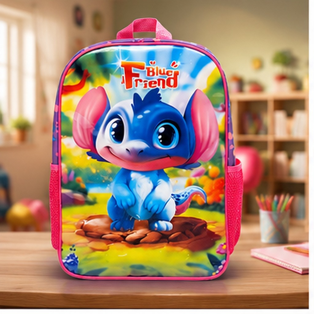 Mochila Infantil De Costas Blue Friend Escola Passeio Viagem 13L Poliéster Sortida Confortável Leve