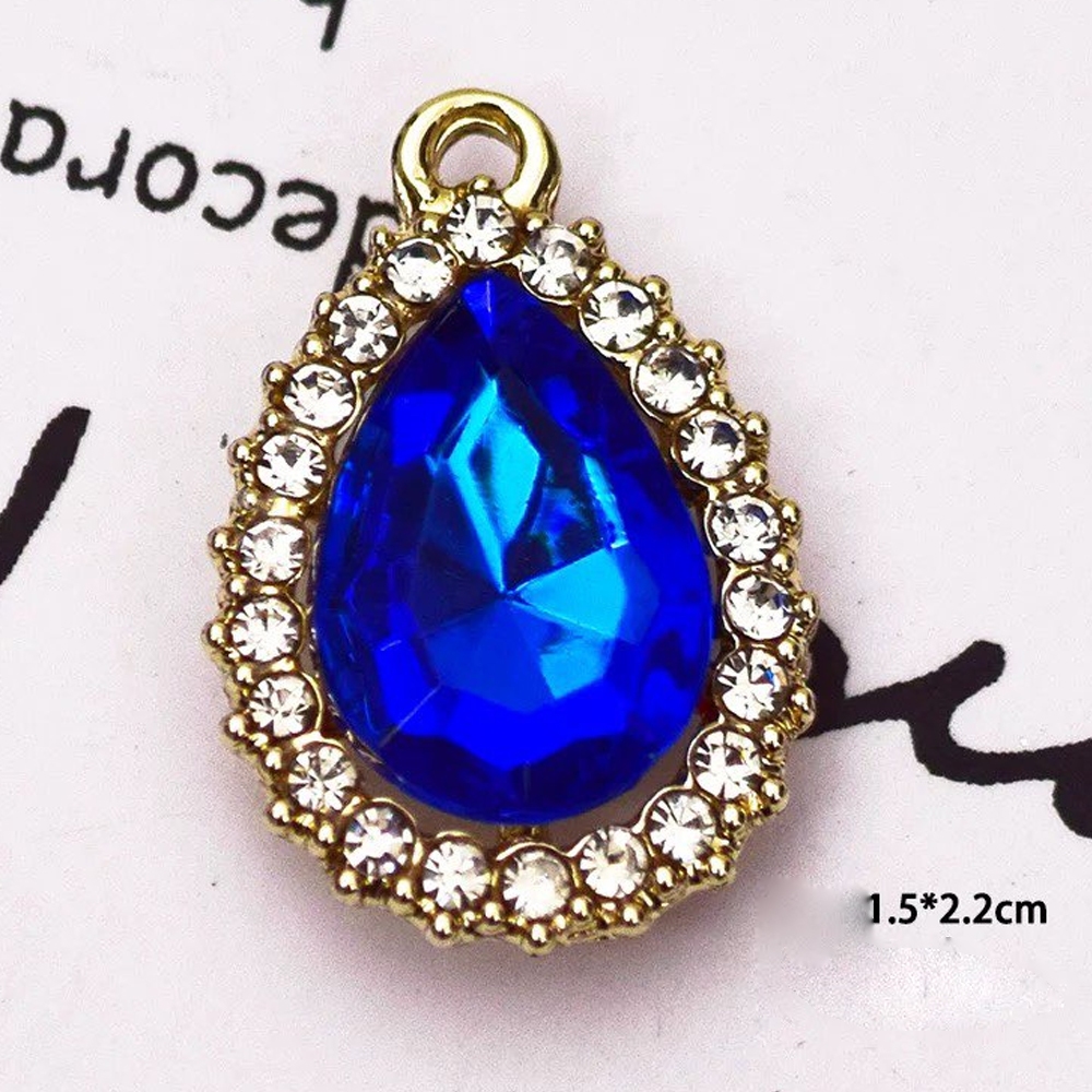 4-20pcs15*22mm Berloque Pingente Formato Gota com Pedra de Cristal Colorida e Borda de Strass, Pulseira e Chaveiro, DIY