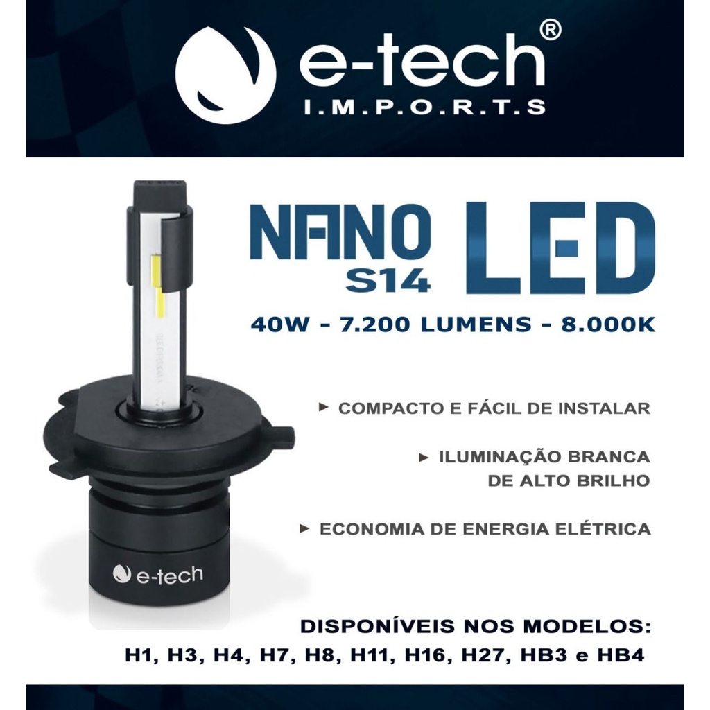 Lâmpada Super Led Nano S14 40w 7200 Lumens 8000k Ultra Forte