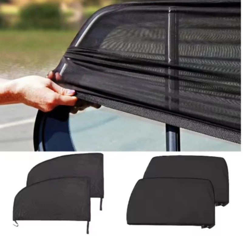 4 Pçs Janela Do Carro Pára-Sol Malha UV Proteção Respirável Sun Sombra Cortina Evitar Mosquito Auto Lateral Traseira Vis