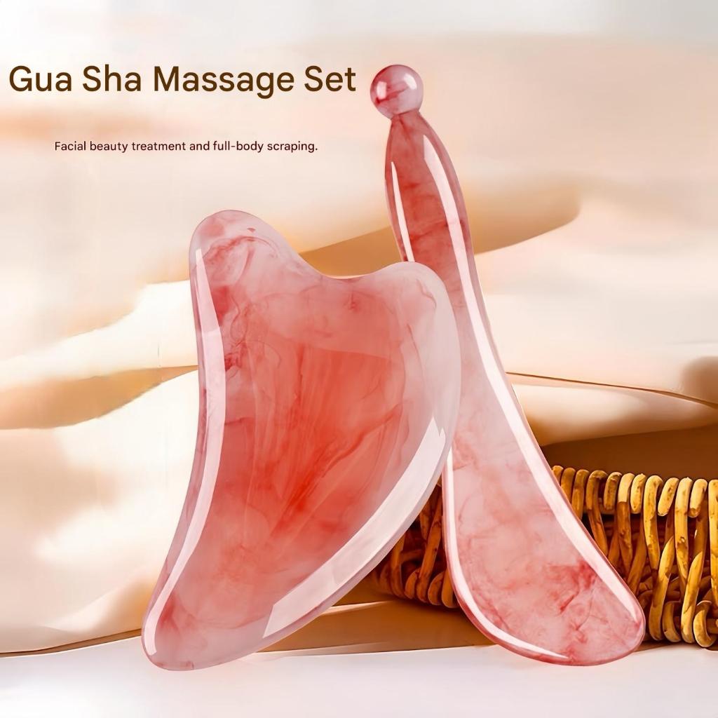 [COD] 2 Unidades/Conjunto De Placa Raspadora Gua Sha De Resina Natural Massageador Facial De Raspagem De Olhos E Rosto E