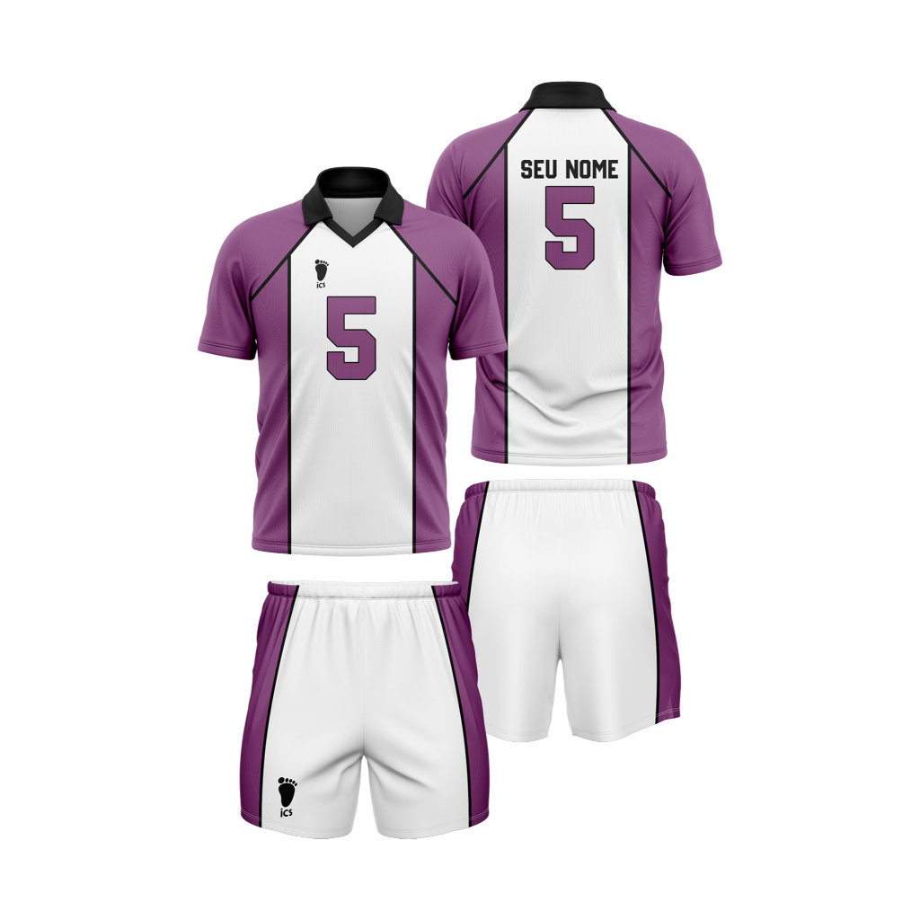 Kit Camiseta e Short Uniforme Shiratorizawa White Anime Haikyuu Escolha Nome e Número