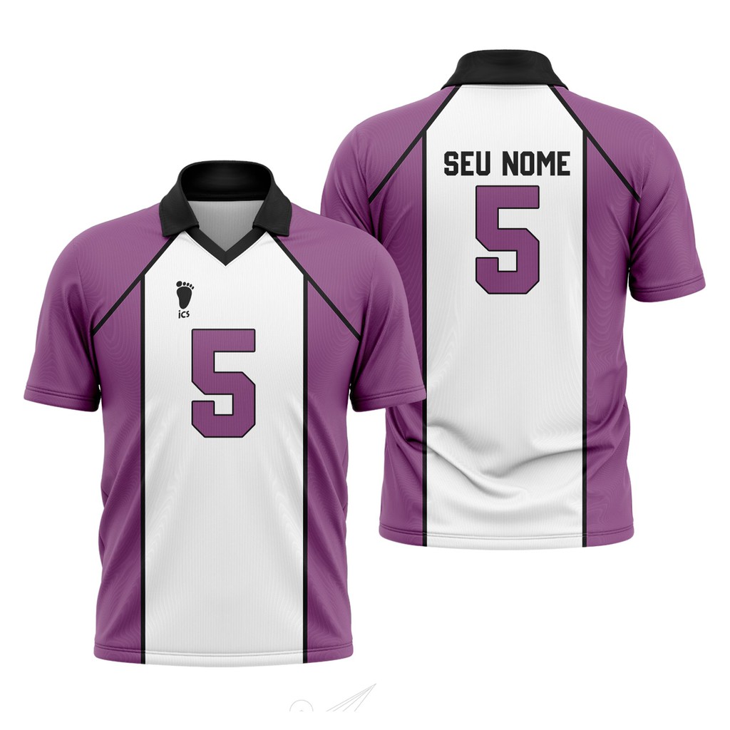 Camiseta Premium Uniforme Shiratorizawa Nome e Número Personalizável Anime Haikyuu