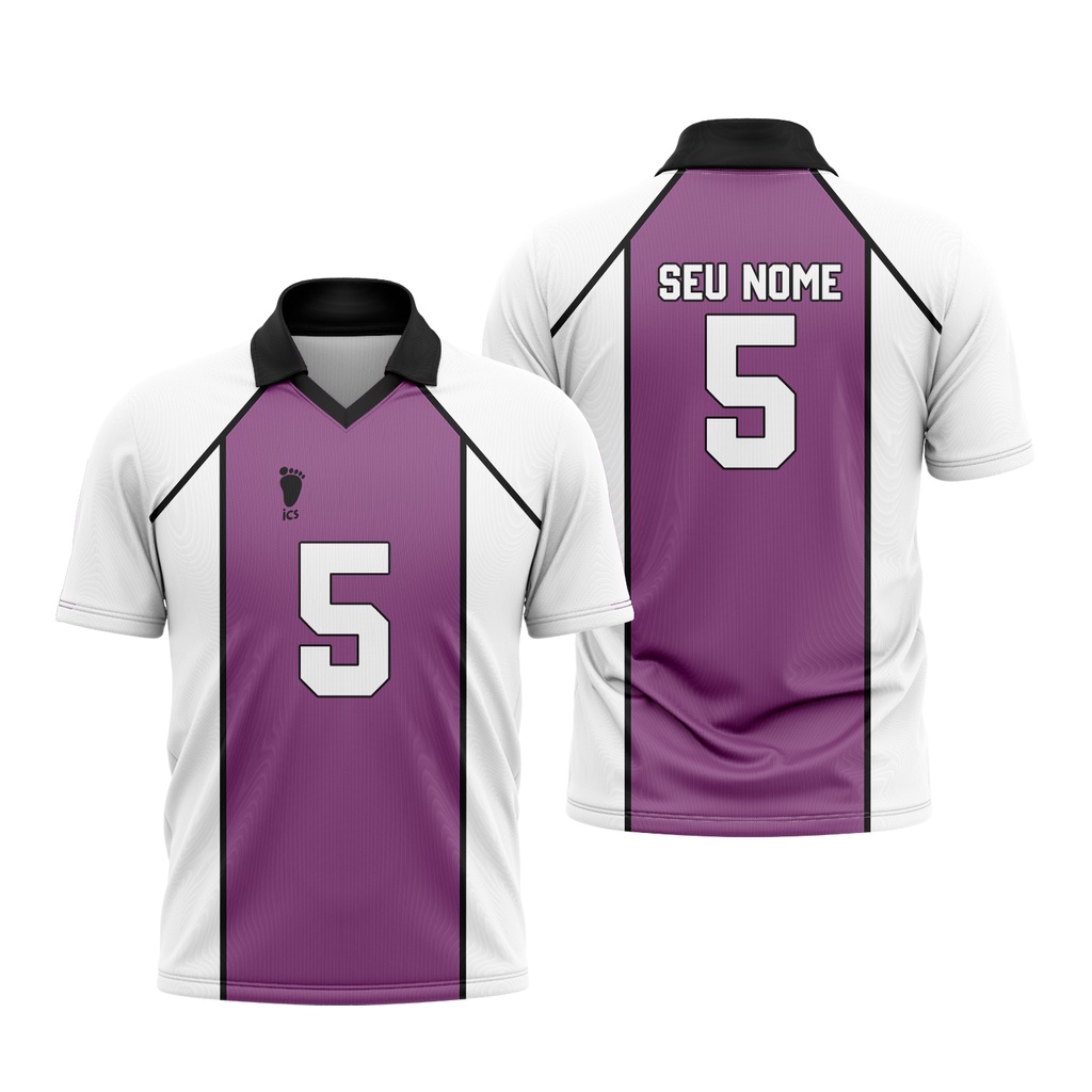 Camiseta Segundo Uniforme Shiratorizawa Nome e Número Personalizável Anime Haikyuu