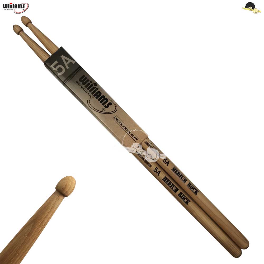 Baqueta para bateria 5A Williams Classic American Hickory - Alta durabilidade
