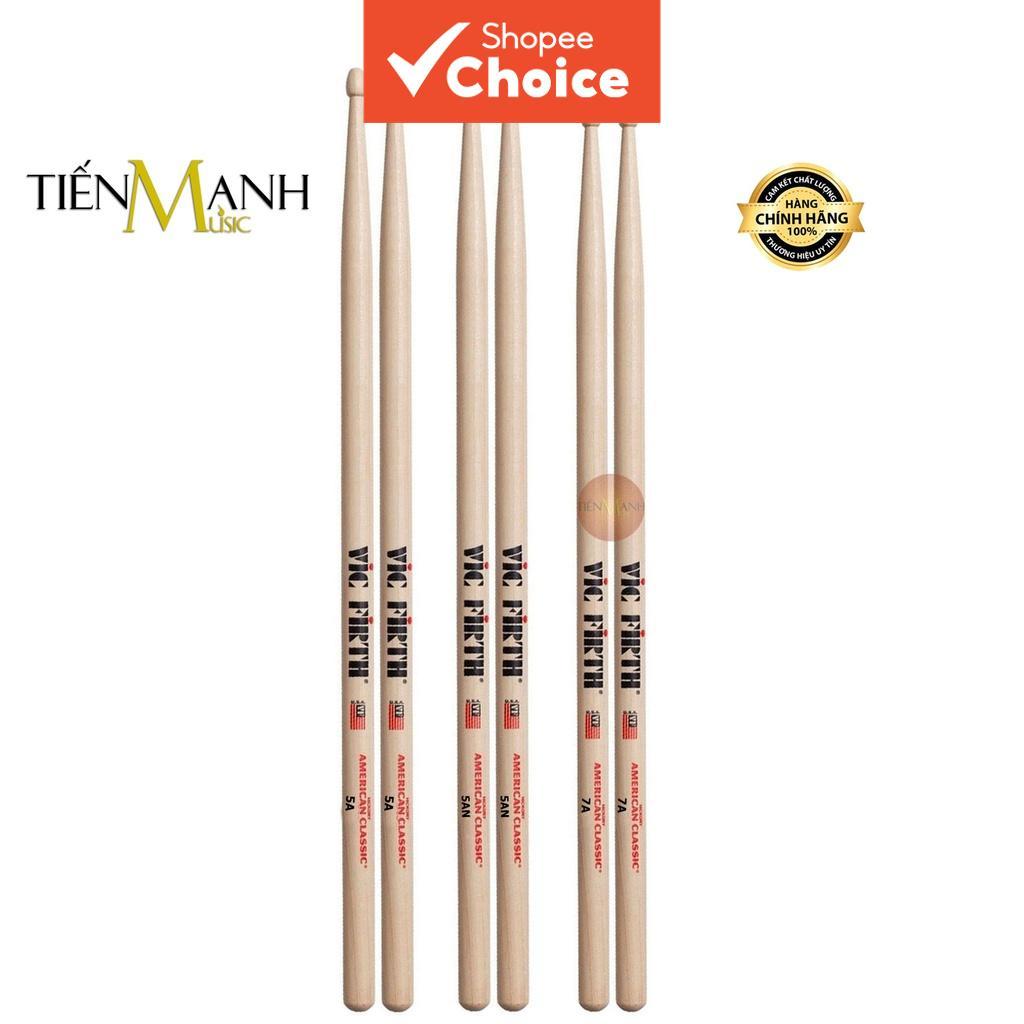 Vic Firth American Classic Hickory Baquetas 5A 7A 5AN 7AN Com Ponta De Nylon Bastões De Madeira Autênticos Para Desempen