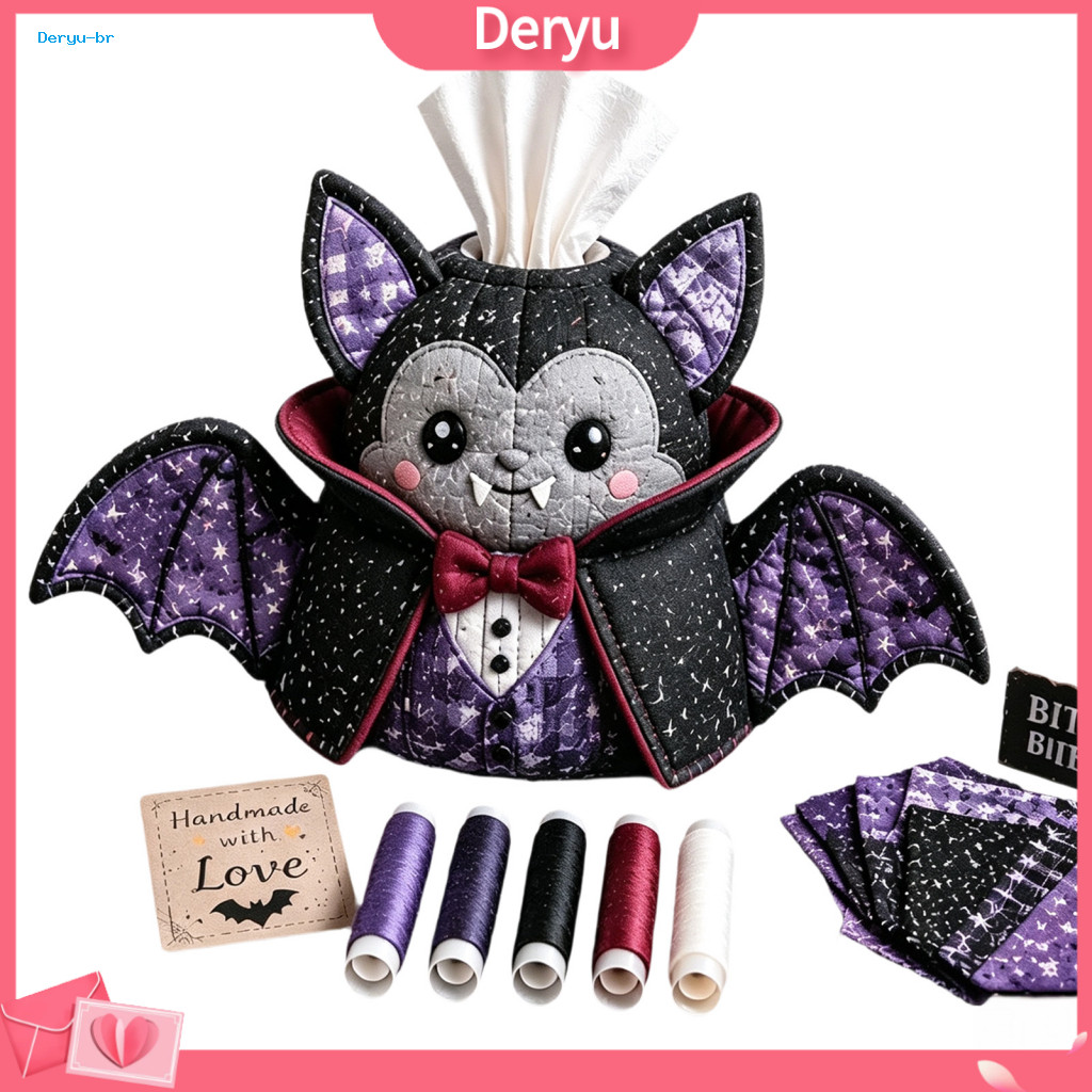 Country Style Haunted House Decor Halloween Sewing Kit for Adults Diy Tissue Box Patchwork Fabric Craft Set for Quilted