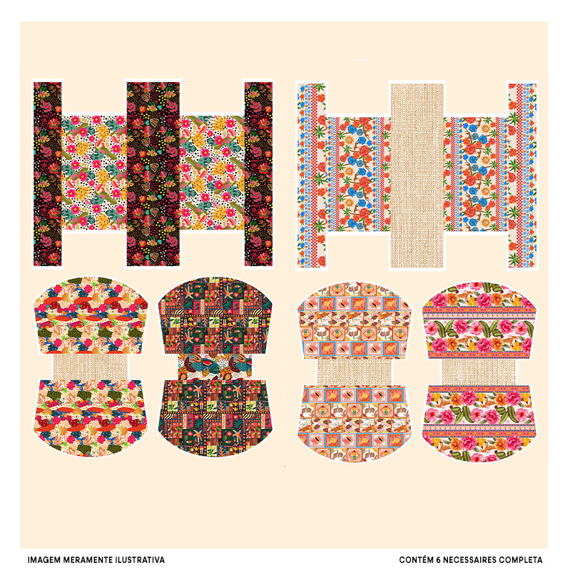 Tecido Tricoline Digital Kit Painel Estilo Tropicália Pano Patchwork Bolsa Artesanato Costura DIY