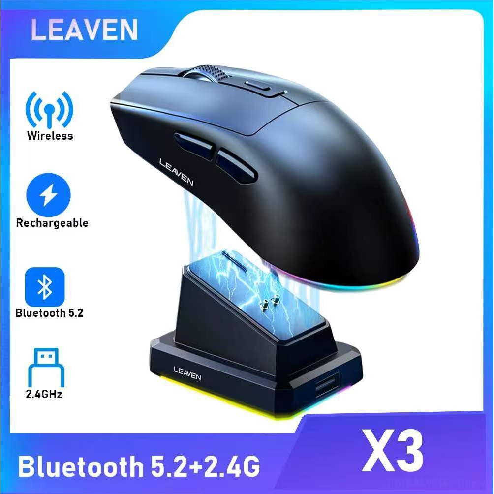 Mouse Sem Fio Bluetooth 2.4G Modo Duplo Recarregável Com Base De Carregamento Backlight LED Alto Custo-Benefício Para Po