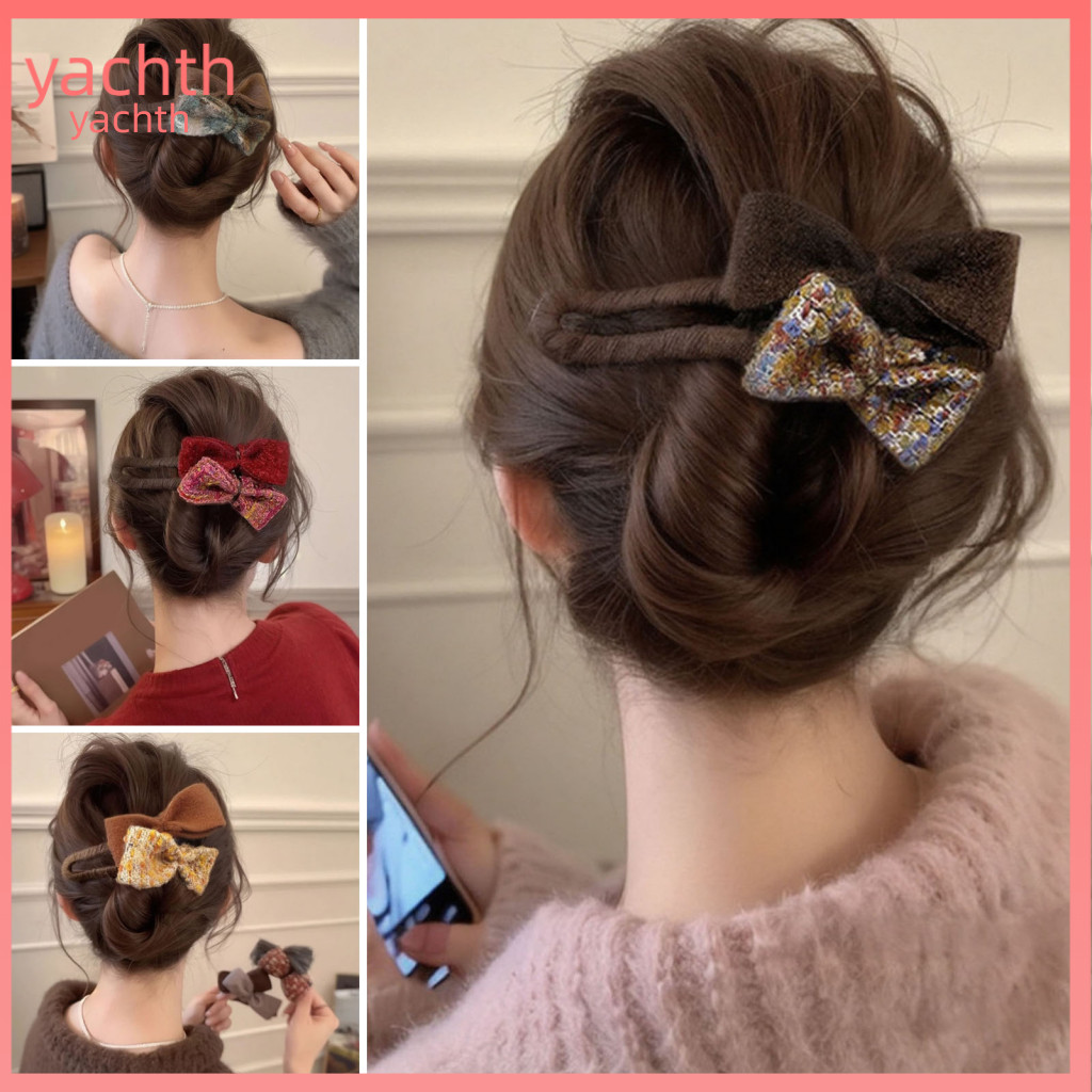 Winter Hair Clip Autumn Hairpin Girl Double Bowknot Soft Felt Large Accessories Stylish Back Head Pin for Women and Girl