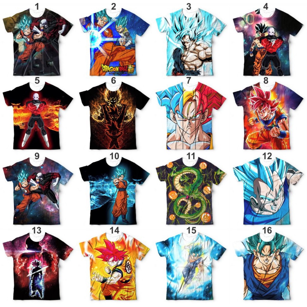 Camiseta camisa Dragon Ball Super Dragon Ball Z Dragon Ball GT Dragon Ball Heroes 100 Estampas diferentes variadas para escolher Goku Vegeta Jiren Trunks Tite