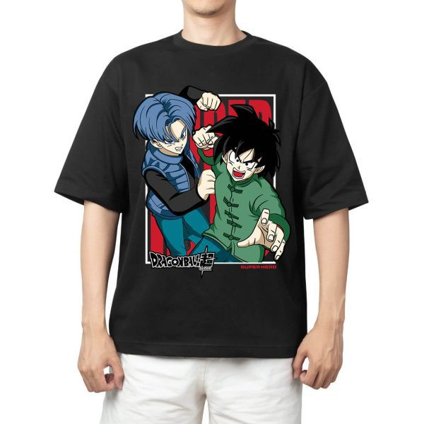 Camiseta Masculina Feminina Oversized Estampa Trunks e Goten Dragon Ball Super T-shirt Streetwear Camiseta