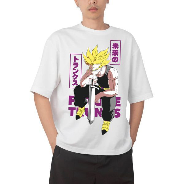 Camiseta Masculina Feminina Oversized Estampa Trunks do Futuro Super Saiyajin Dragon Ball Z T-shirt Streetwear Camiseta