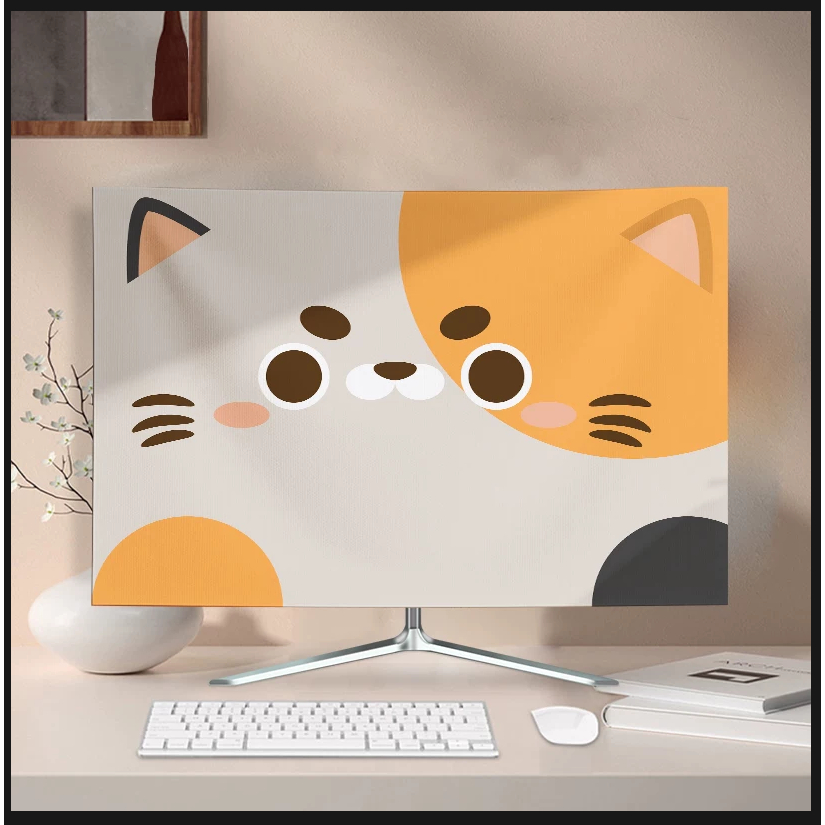 Capa Anti-poeira para Monitor de computador de cachorro gato fofo capa protetora de tela de 17, 19, 20 polegadas