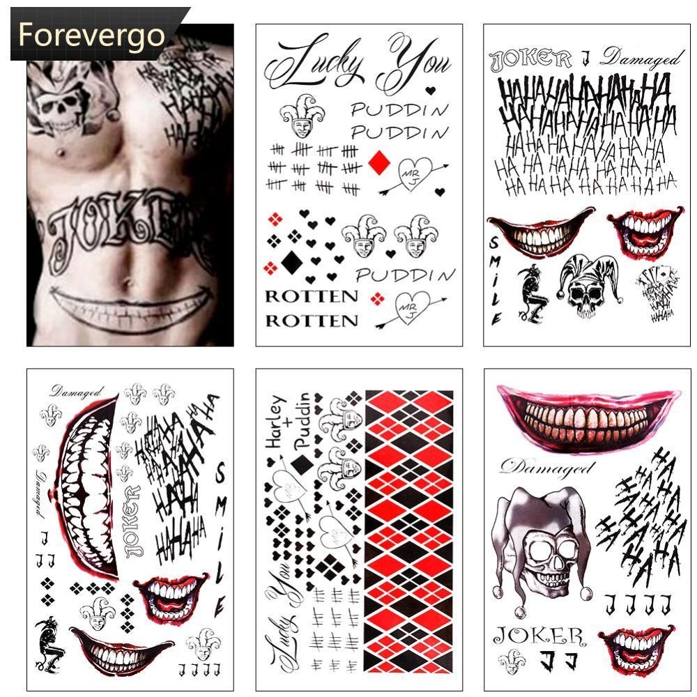 Sheet Halloween Batman Cosplay Squad The Joker Tipo Tatuagem Temporária Autocolantes Conjunto De Arte Corporal C6K1