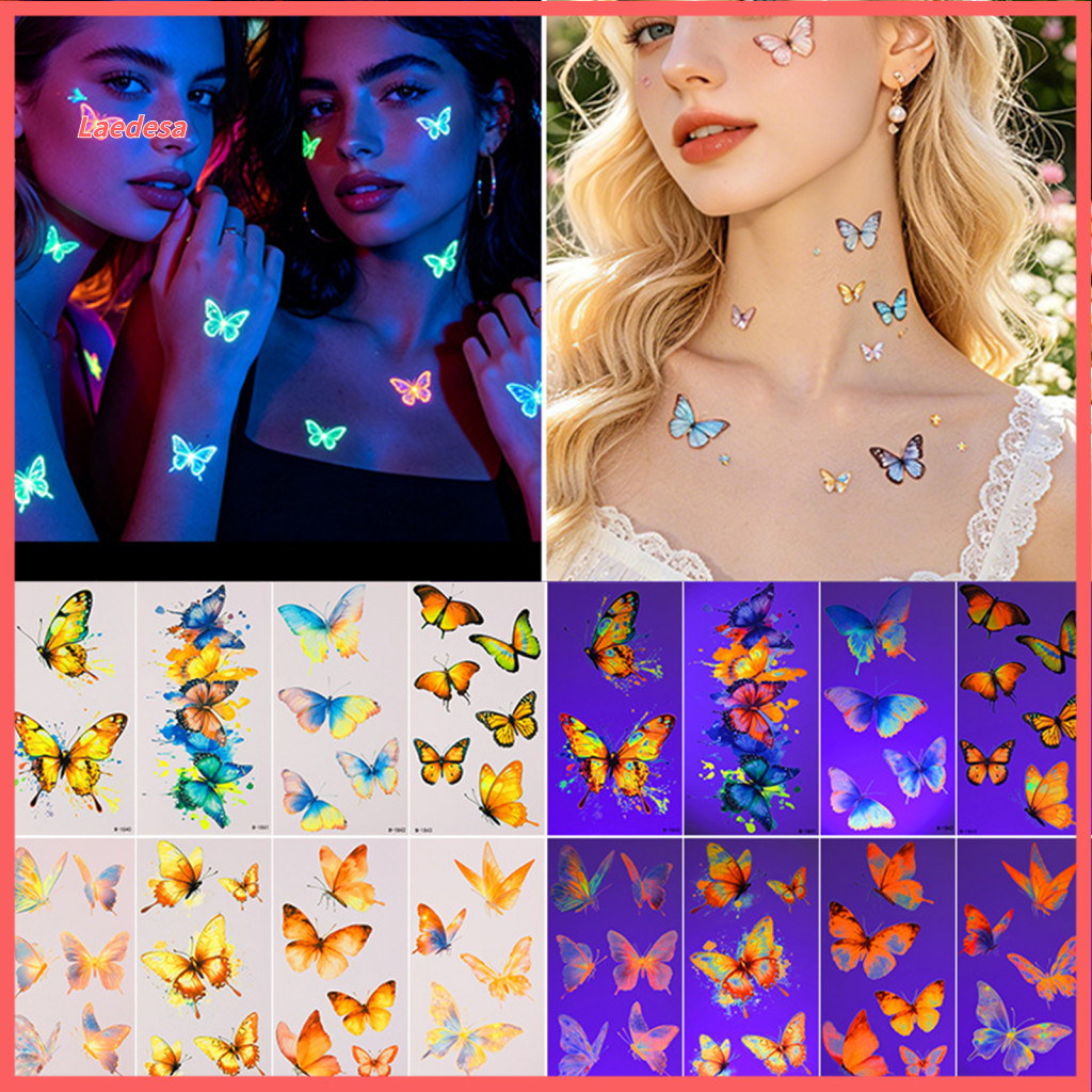 Long-lasting Temporary Tattoos Tattoo Stickers 5 Sheets Waterproof Colorful Butterfly Flower Body Art for Parties Night