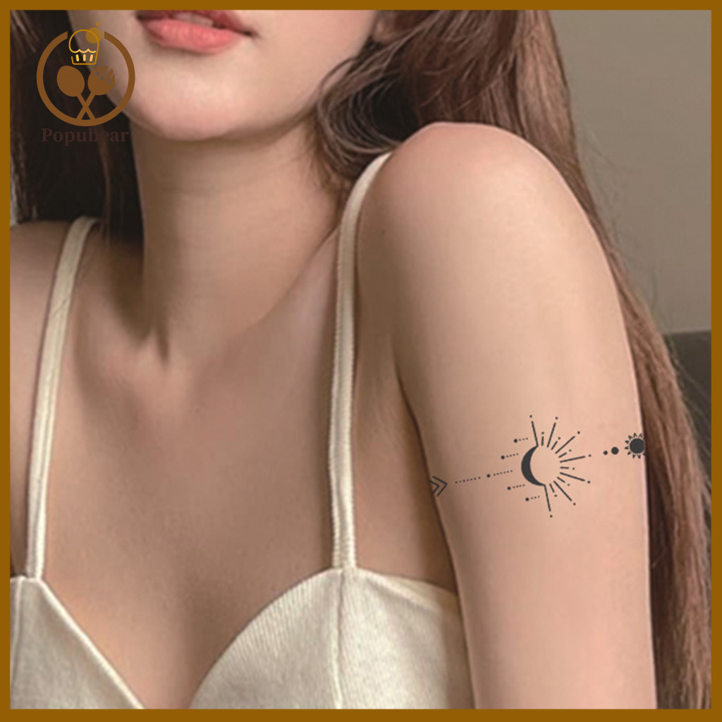 Herbal Tattoo Adhesive 1 Sheet Waterproof Temporary Moon Pattern Easy Apply Long-lasting Plant-based Fake Tattoos Body A