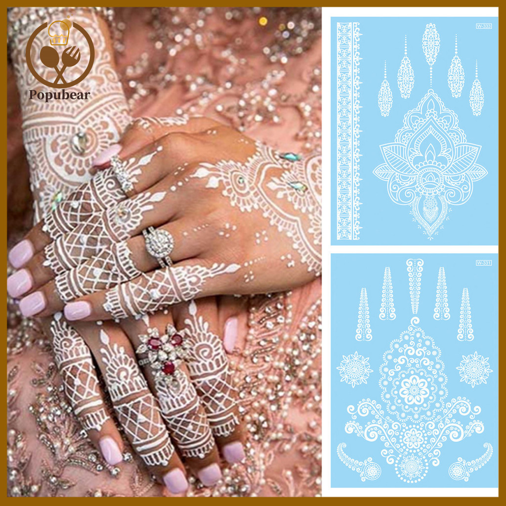 Temporary Tattoo Sheet White Lace Sticker for Women – Waterproof Fake Decal for Face Body Arm Perfect for Wedding Part