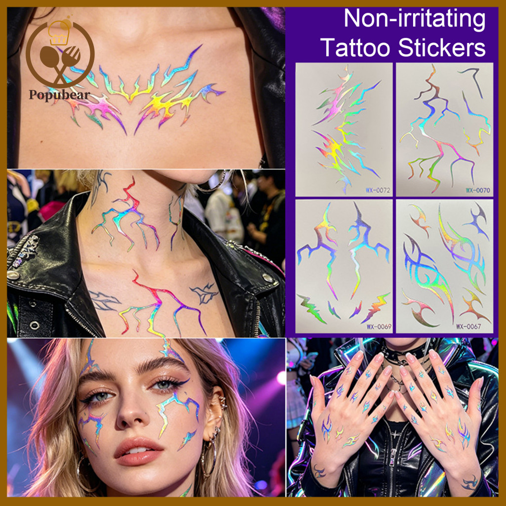 Non-irritating Tattoo Stickers Temporary 5 Sheets Waterproof Tattoos – Colorful Flash Body for Festival Party and Outd