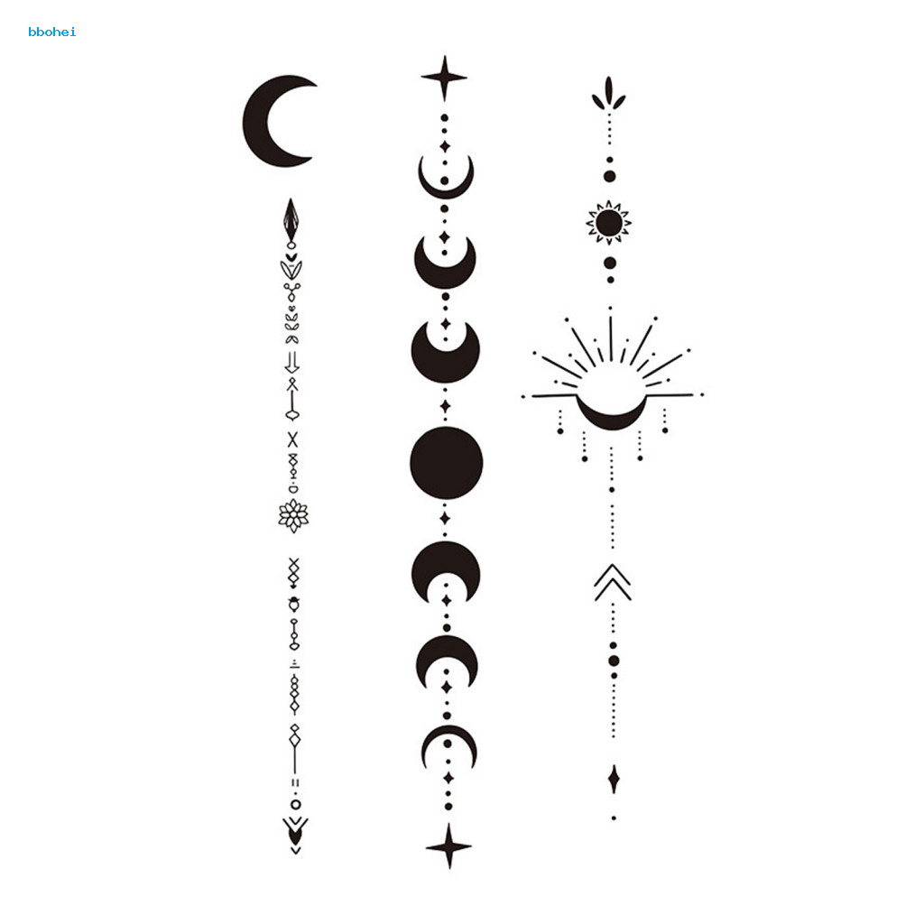 Waterproof Tattoo Adhesive 1 Sheet Temporary Moon Pattern Easy Apply Long-lasting Plant-based Fake Tattoos Body Art for